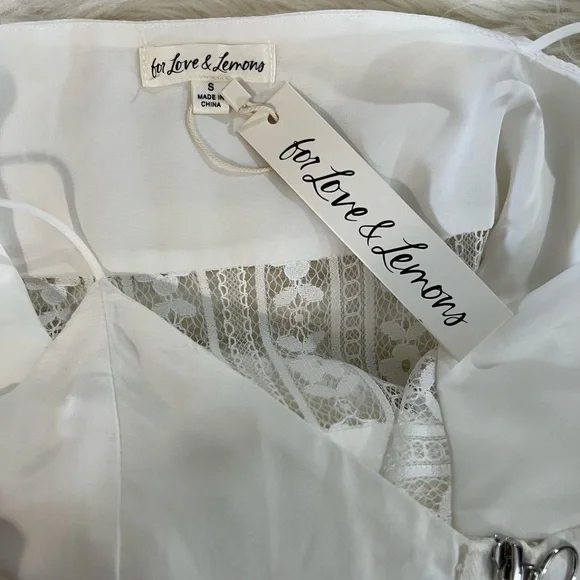 FOR LOVE & LEMONS Lovebird Lace Midi Dress in White, Size S - Picture 10 of 11